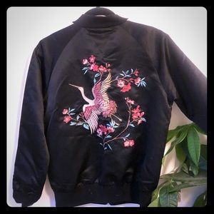 Forever 21 silk bomber w embroidery